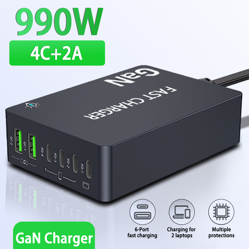 Laptop Accessories Uk - 6-Ports PD USB GaN Fast Charging