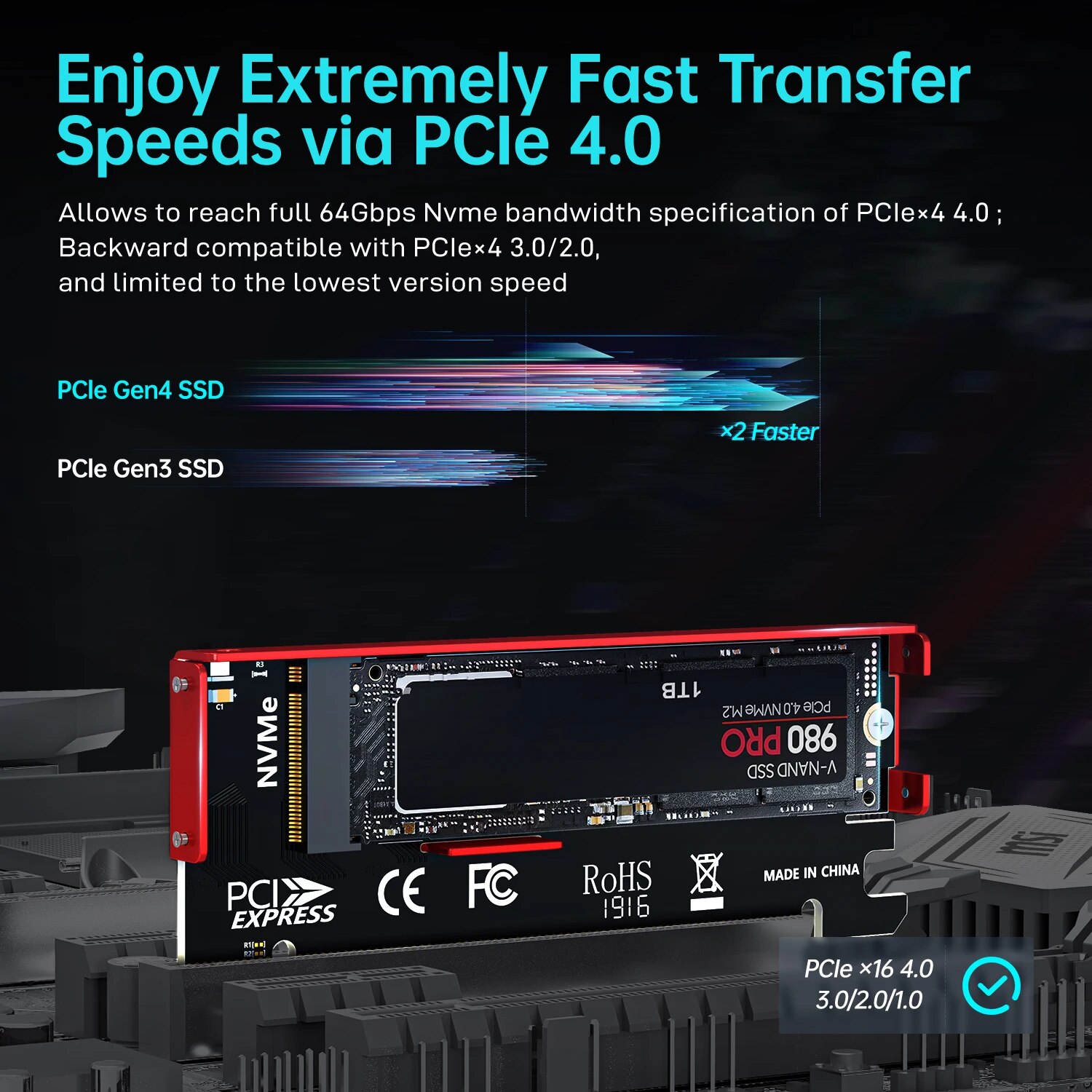 JEYI M.2 NVME To PCIE 4.0 X16  - Samsung Ssd 990 Pro ulasan dan harga
