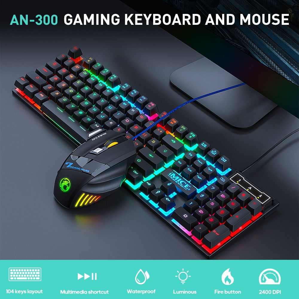 Waterproof Luminous Wired Gami - Laptop Accessories Combo Set ulasan dan harga
