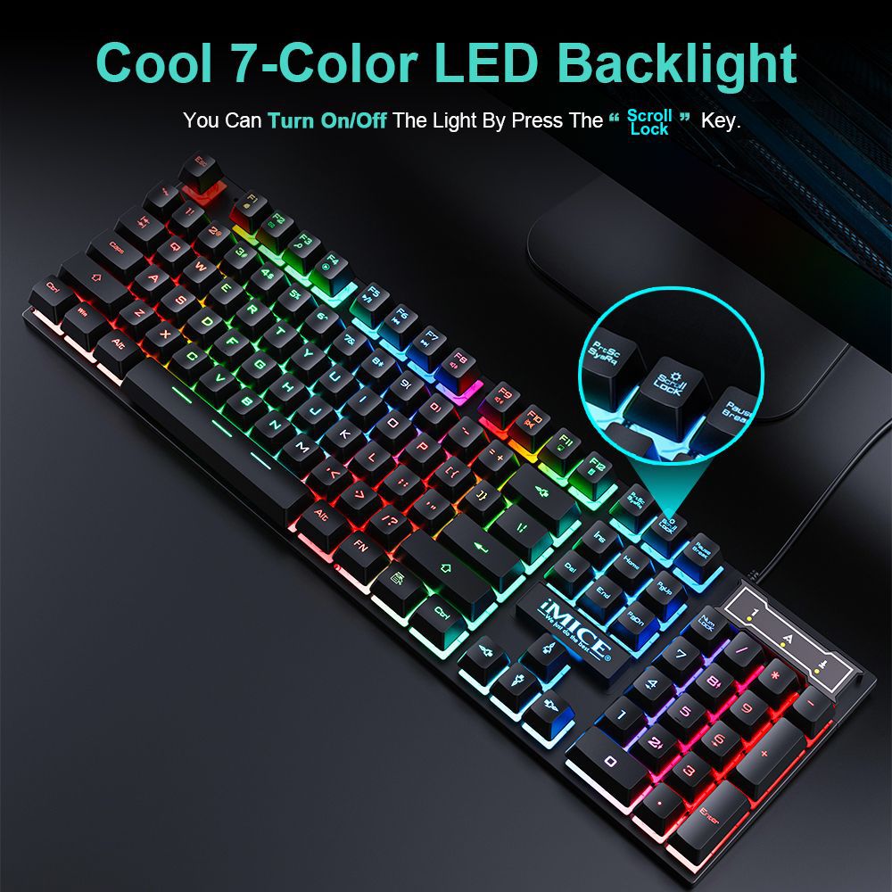 Waterproof Luminous Wired Gami - Laptop Accessories Combo Set ulasan dan harga