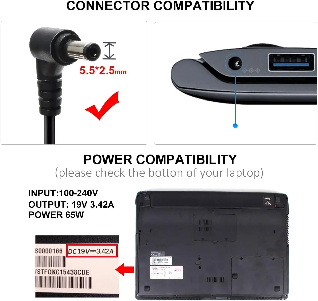 19V 3.42A 65W Laptop Ac Adapte - Laptop Accessories Shop ulasan dan harga
